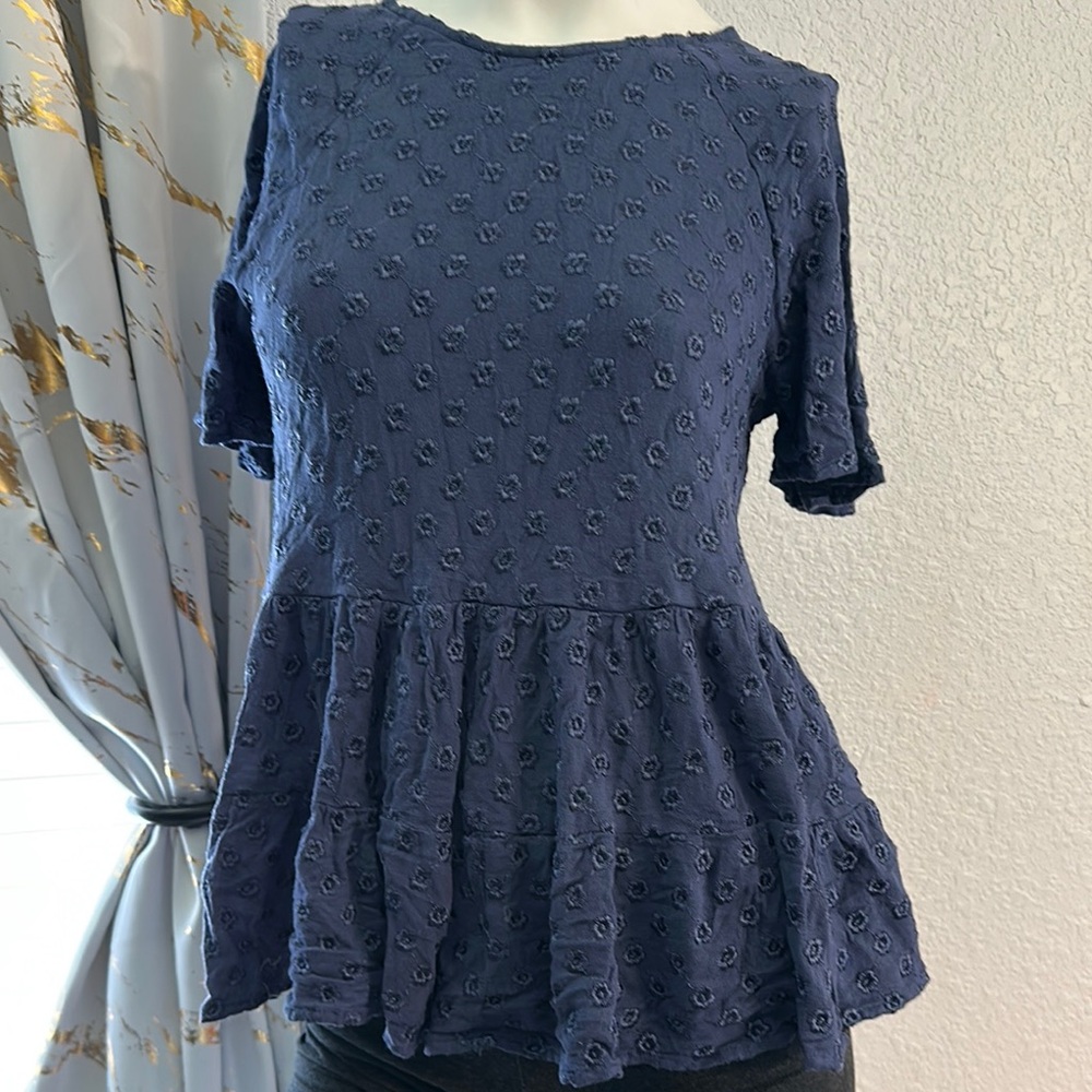 Altar'd State Textured Navy Blouse